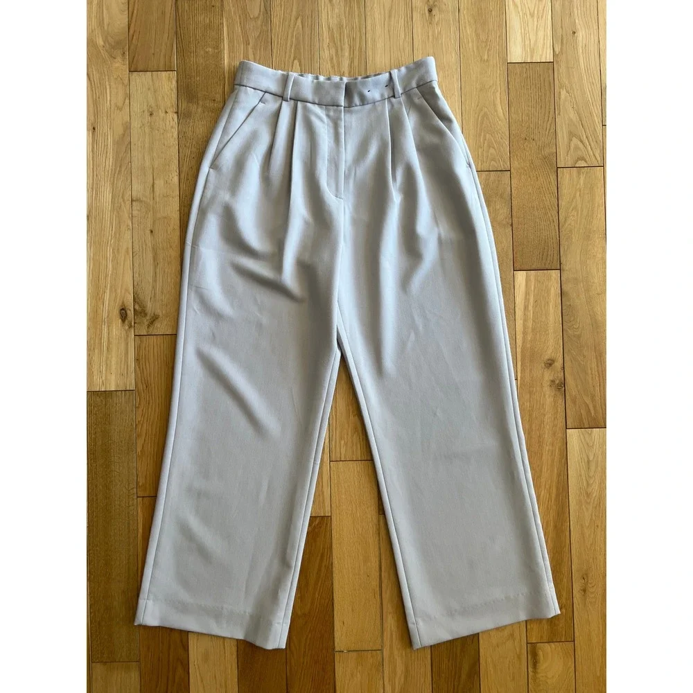 Abercrombie A&F Sloane Tailored Wide Leg Trouser Pants Light Taupe Curve Love 10